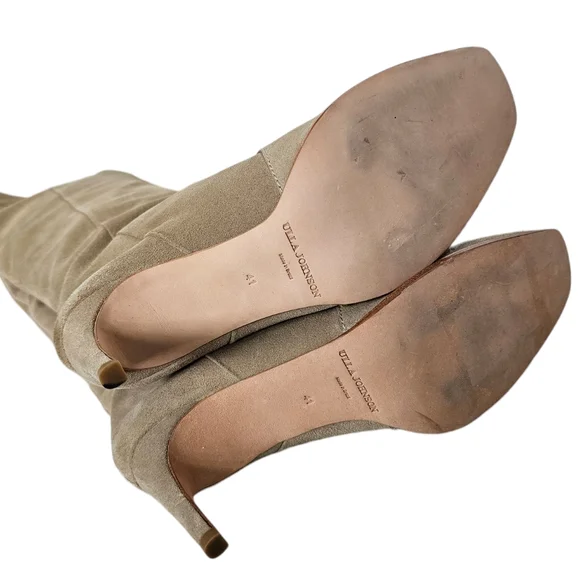 New Ulla Johnson Renata Knee High Tall Boots Tan Suede Size 41 US 10.5